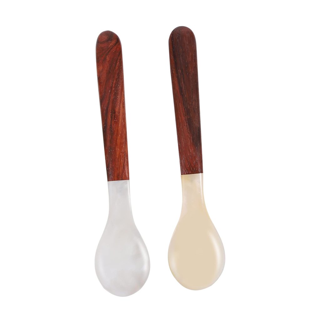 STOBAZA 2pcs Natural Shell and Wood Spoons Creative Soup and Ice Cream Spoons for Tea Coffee and Desserts Elegant Dining Accessories for Home Use