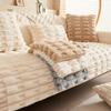 LELISKA Fluffy Plush Striped Furniture Protector Couch Cover,Soft Warm Plush Sofa Couch Cover,Ultra-Soft Fluffy Non-Slip Sofa Cushion Covers,Faux Fur Couch Cover (Gray,110 * 210cm) view 3
