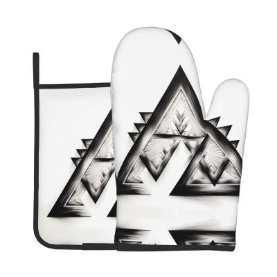 Acute Triangle Oven Mitts Insulation Pads, 2-Piece Home Grilling Mitts, Suitable for Kitchen Microwave, Baking, Cooking