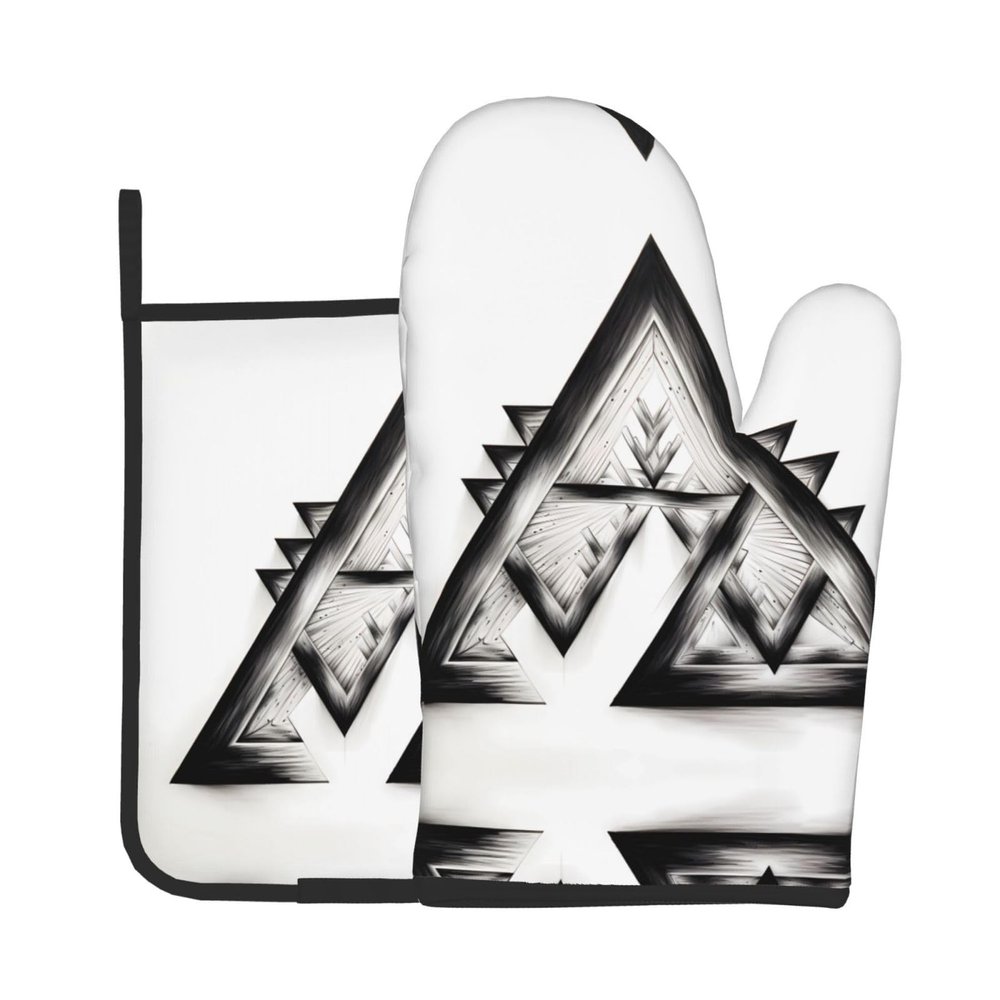 Acute Triangle Oven Mitts Insulation Pads, 2-Piece Home Grilling Mitts, Suitable for Kitchen Microwave, Baking, Cooking