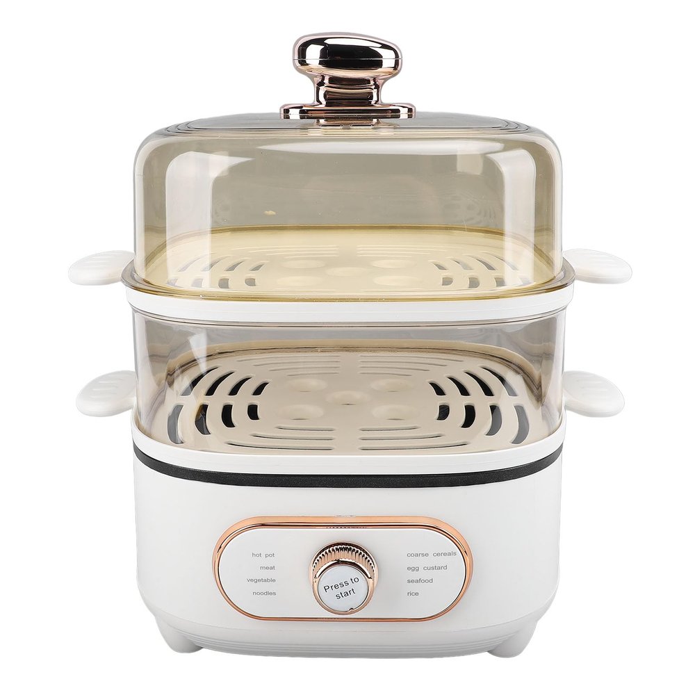 1200W Electric Food Steamer, 10.5L 2 Tier Steamer Pot, Steaming Cookware with 10.5L Stackable Baskets and 2.5L Electric Hot Pot, Vegetable Steamer Cooking Pot for Vegetables (US