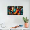 Abstract Face Wall Art,Abstract Woman Wall Art,Colorful Abstract Wall Art,Large Abstract Modern Bright Wall Art,Abstract Wall Art for Bedroom,Living Room,Entryway,Teal Abstract Wall Art Ready to Hang (Black Metal, 23"Wx13"H/60x35cm, Framed) view 2