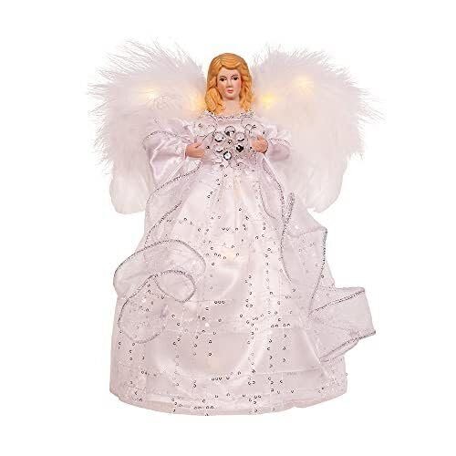 Christmas Decorations for The Holiday - Operated 10 Silver and White Angel Tree Topper 10 Inch - Decorations for Christmas sdf-146
