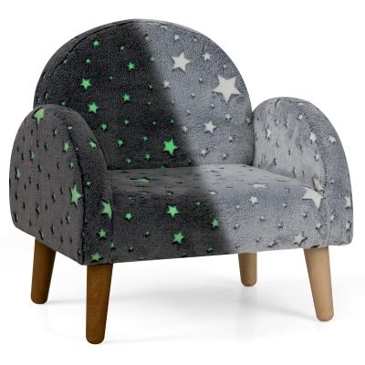 INFANS Kids Sofa with Glow in The Dark, Toddler Armchair Couch with Solid Wooden Frame Anti-Tipping, Upholstered Comfy Foam Children Chair for Kindergarten Playroom Preschool, Gift for Boys Girls