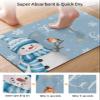 Bath Mat, Christmas Snowman Bird Gold Snow New Year Winter Sky Blue Quick Dry Bathroom Rugs Non Slip Absorbent Thin Shower Rug Floor Mat for Bathroom, Bathtub,Sink, 16"x24" view 3