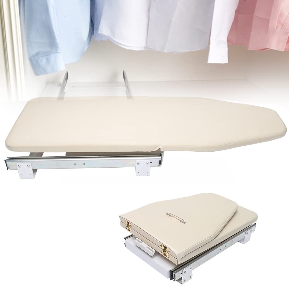 Retractable Foldable Ironing Board, Retractable Ironing Board Closet Pull-Out, Hiding IroningBoard Foldable Ironing Station in Cabinet for Apartment & Small Room
