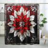 DESIHOM Red Christmas Poinsettia Shower Curtain Set, Aesthetic Xmas Stained Glass Shower Curtain Holiday Bathroom Accessories, Fabric Decorative -72 Inch view 1