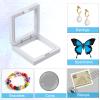PATIKIL 3D Floating Frame Display Stand, 18 Pack 2.8x2.8 Inch Challenge Coin Display Stand Holder Transparent PE Jewelry Storage Box Floating Display Case, Teal&White view 4