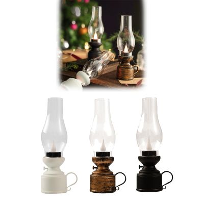 2pcs Vintage Flameless Kerosene Lamp, Nightstand Oil Lamp, LED Vintage Kerosene Lamp, Oil Lamp for Indoor Or Tabletop Decoration and Emergency Lighting (Multicolor-Teardrop)