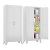 AUEYTVR Metal Pantry Cabinet, Kitchen Storage Cabinets with 2 Doors and Adjustable Shelves for Kitchen, Living Room, Dining Room, Bathroom (White, 61.02" H x 27.55" W x 13.78" D) view 1