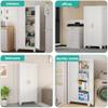 AUEYTVR Metal Pantry Cabinet, Kitchen Storage Cabinets with 2 Doors and Adjustable Shelves for Kitchen, Living Room, Dining Room, Bathroom (White, 61.02" H x 27.55" W x 13.78" D) view 4