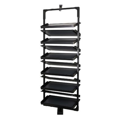 Shoe Rack 360Rotating Pull-Out Organizer for Closet Shoe Cabinet,Adjustable Height Retractable Metal Stackable Shoe Rack, Vertical Shelf Organizer for Small Bedroom Closet, Space Saving Storage, Blac