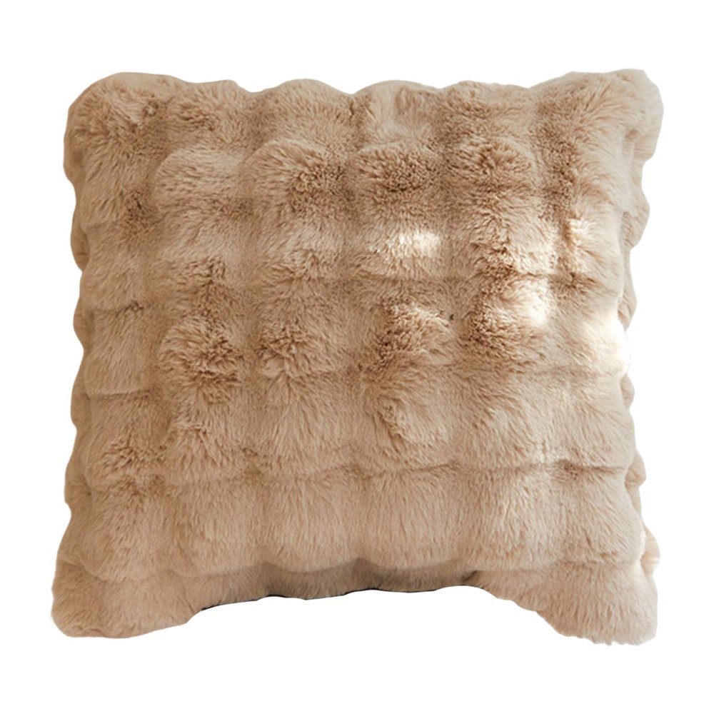 BENBOR Ultra-Soft Luxury Velvet Blanket,Microfiber Pillow Caover Faux Fur,Double-Sided Plush Comfort Fur Throw Blanket,Pillowcase Color Super Warm Sofa Bed Office Nap Winter Blanket (Camel, 45cm)
