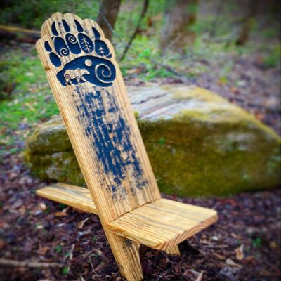 Online Solution Norse Bear Paw Viking Slab Campfire Chair | Viking Chair Art Tail As Well Bow Hunters Light Stained Finish Pine Wood