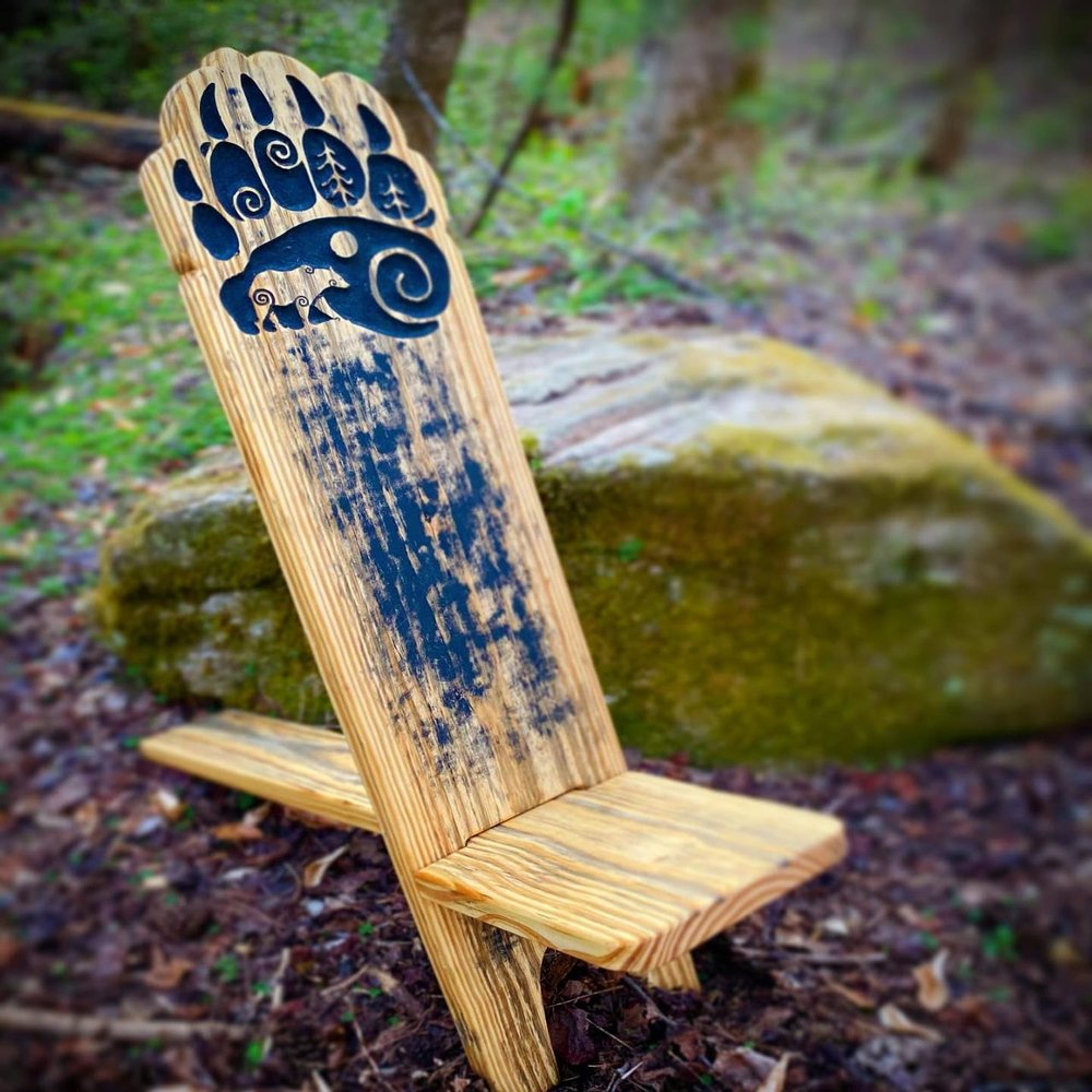 Online Solution Norse Bear Paw Viking Slab Campfire Chair | Viking Chair Art Tail As Well Bow Hunters Light Stained Finish Pine Wood