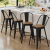 Andeworld Metal Bar Stools Set of 4, 26 inch Counter Height Barstools with Backs Farmhouse Modern High Back Bar Stools with Larger Seat Kitchen Dining Bar Chairs,Matte Black view 1