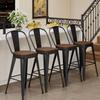 Andeworld Metal Bar Stools Set of 4, 26 inch Counter Height Barstools with Backs Farmhouse Modern High Back Bar Stools with Larger Seat Kitchen Dining Bar Chairs,Matte Black view 3