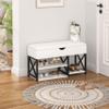 NUNU LAB Shoe Storage Bench, Multifunctional Entryway Bench with 3-Tier Shoe Rack & Cushioned Seat, Shoe Rack for Front Door Entrance, White view 1