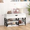 NUNU LAB Shoe Storage Bench, Multifunctional Entryway Bench with 3-Tier Shoe Rack & Cushioned Seat, Shoe Rack for Front Door Entrance, White view 3