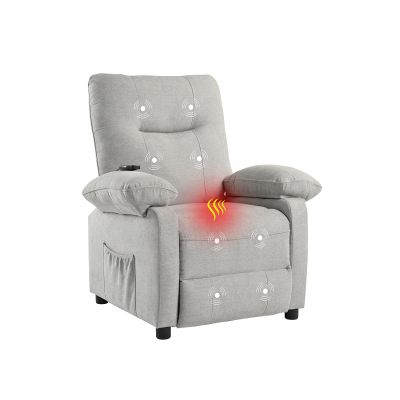 BSKJMMP Large Swivel Rocking Rocker Chair with Massage and Heat Upholstered Soft Fabric Living Room Nursery Reclining Sofa Chai Manual Control