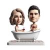 Bathing Couple Custom Bobbleheads Personalized Bubble Bath Wine Figurine Romantic Relaxing Bathtime Sculpture Collectible Birthdays Anniversary Wedding Gifts Valentine's Day Presents Housewarming view 1