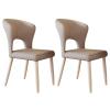 MARIYCH 2 PCS PU Leather Dining Chairs Kitchen Curved Backrest Elegant Chair, Dining Room Chairs with White Metal Legs for Living Room, Restaurant view 1