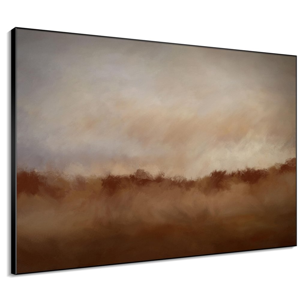 60"x72" XL Framed Wall Art - Rustic Abstract Landscape Beige and Brown (Frame Assembly Required)