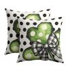 Kawani St Patricks Day Pillow Covers 16x16 Set of 2 Green Lucky Shamrock Leaf Polka Dots Pillowcase Cotton Linen Square Cushion Case for Couch Sofa Bedroom Living Room Outdoor Decor view 1