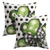 Kawani St Patricks Day Pillow Covers 16x16 Set of 2 Green Lucky Shamrock Leaf Polka Dots Pillowcase Cotton Linen Square Cushion Case for Couch Sofa Bedroom Living Room Outdoor Decor view 2