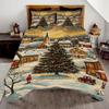 CAPOZEN Personalized Christmas Quilt Set - Xmas Village Scene Bedding Queen Size Winter Quilt Peace Holiday Quilts Custom Pine Tree Themed Comforter for Teens Adults view 1