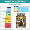 CAPOZEN Personalized Christmas Quilt Set - Xmas Village Scene Bedding Queen Size Winter Quilt Peace Holiday Quilts Custom Pine Tree Themed Comforter for Teens Adults view 4