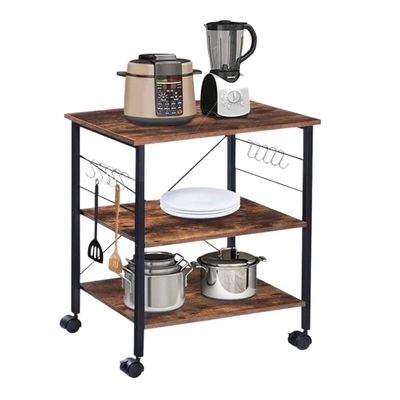 TLTDSMY Kitchen Cart Rolling Cart 3 Tier Kitchen Storage Cart with Wheel Movable Metal Wood Rolling Cart Storage Trolley Rolling Storage Cart for Home Rolling Storage Cart Serving Cart