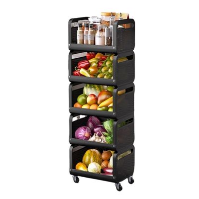 TLTDSMY Kitchen Cart Rolling Cart Carbon Steel Kitchen Storage Cart Stackable Trolley Cart Fruit Vegetable Basket with Casters Home Storage Trolley Rolling Storage Cart Serving Cart