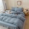 HighBuy Blue Plaid Duvet Cover Full Size Boho Chic 100% Washed Cotton Comforter Cover Luxury Modern Buffalo Checkered Grid Duvet Cover with 2 Pillowcases Gingham Blue Grid Bedding Set Full view 2