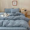 HighBuy Blue Plaid Duvet Cover Full Size Boho Chic 100% Washed Cotton Comforter Cover Luxury Modern Buffalo Checkered Grid Duvet Cover with 2 Pillowcases Gingham Blue Grid Bedding Set Full view 4
