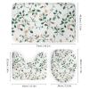 HDESDIS 4Pcs Floral Leaf Watercolor Shower Curtain Sets with Rugs, Toilet Lid Cover and Bath Mat, Green Plant Novelty Bathroom Shower Curtains Set with 12 Hooks view 3