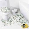 HDESDIS 4Pcs Floral Leaf Watercolor Shower Curtain Sets with Rugs, Toilet Lid Cover and Bath Mat, Green Plant Novelty Bathroom Shower Curtains Set with 12 Hooks view 4