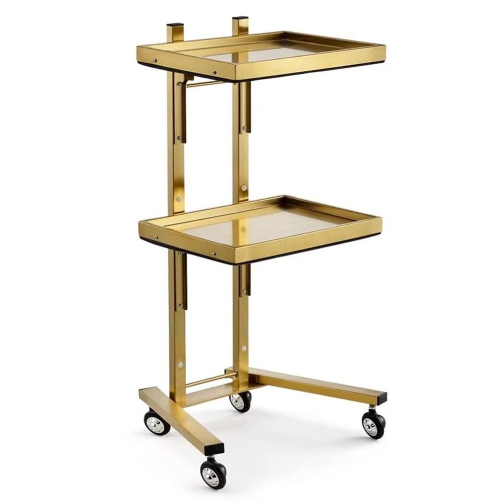 Trolley 3 Tier Metal Rolling Cart for Beauty Salon Stainless Steel Salon Storage Stand with Wheels and Tray Kitchen Storage Cart on Wheels