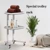 Trolley 3 Tier Metal Rolling Cart for Beauty Salon Stainless Steel Salon Storage Stand with Wheels and Tray Kitchen Storage Cart on Wheels view 3