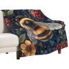 HDESDIS Farmhouse Garden Throw Blanket, Soft Cozy Warm Cartoon Bee Floral Leaves Flannel Blankets for Sofa Couch Bed, 30x40 Inch view 3