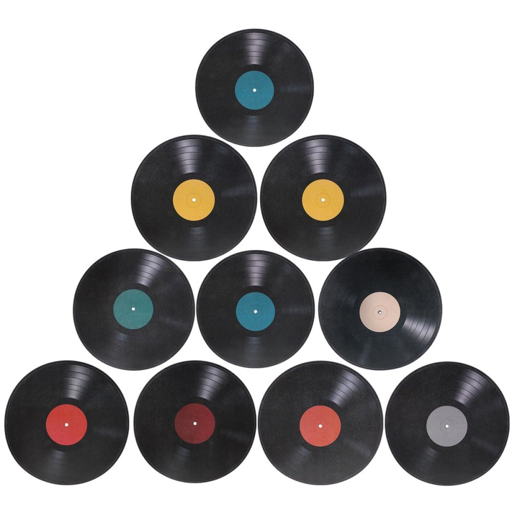 Hemobllo 16pcs Vinyl Record Wall Stickers Retro Style Decor for Living Room Bedroom Cafe Bar Ktv Reusable Vintage Music Theme Wall Decal for Unique Party Decorations