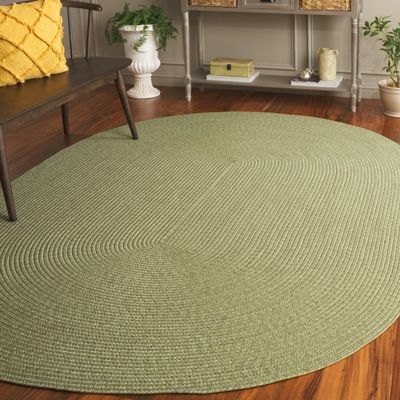 SAFAVIEH Braided Indoor/Outdoor Washable Oval Rug 3x5, Sage BRD317W