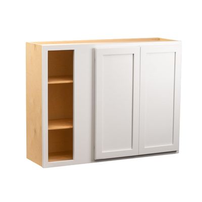 Quicklock RTA (Ready-to-Assemble) 30" Tall Wall Kitchen Cabinets - Shaker Style | 100% Hardwood | Made in America | Soft Close Hardware (12" D x 39" W x 36" H Blind Corner, Pure White)