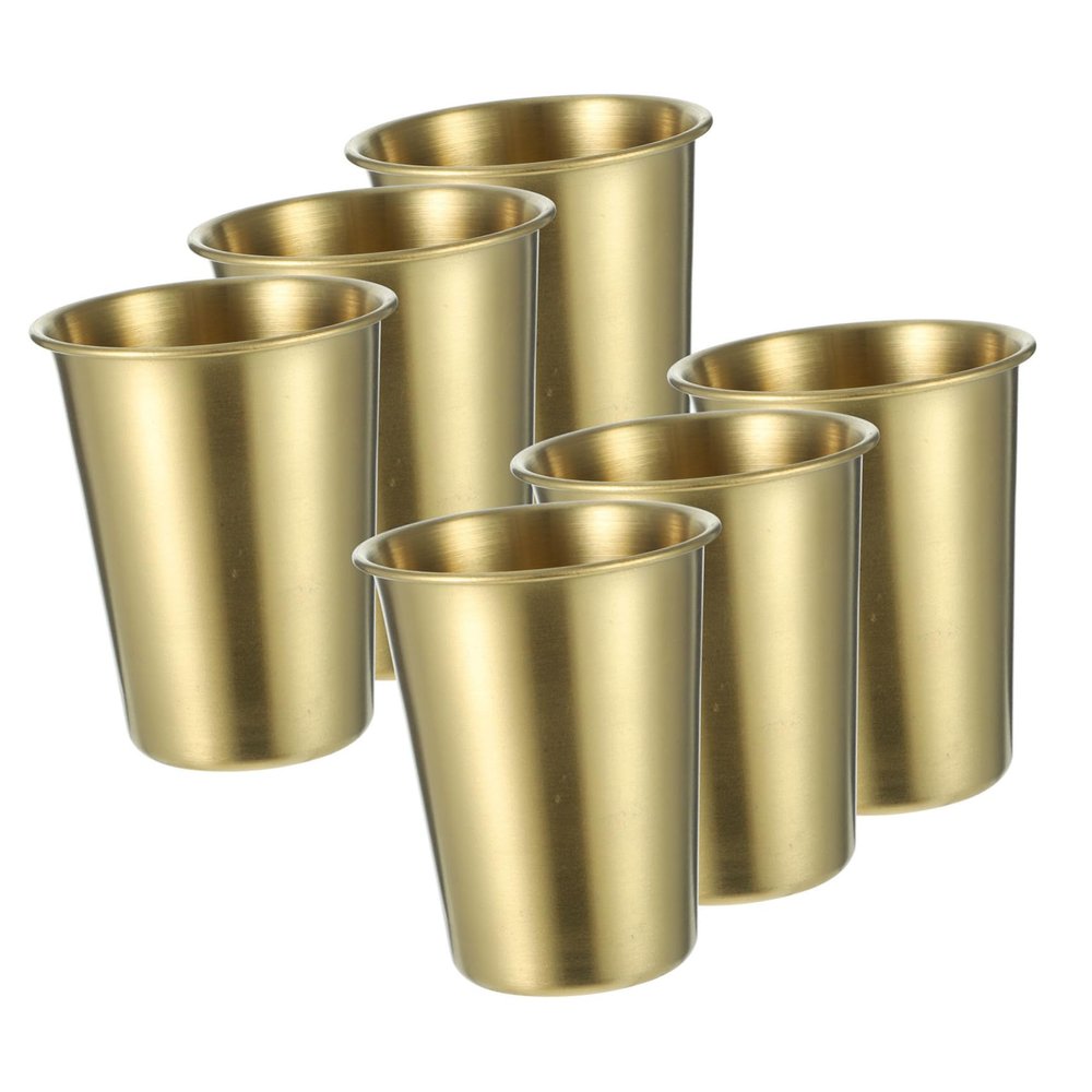 TOPPERFUN 6pcs Titanium Water Cup Stainless Steel Mugs Metal Beer Cups No Lining Lightweight Portable