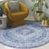 Safavieh Washable Rug Arizona Collection - 6' Round, Light Blue & Blue, Slip Resistant & Easy to Clean, Ideal for Living Room, Bedroom, Home Office, Dining Space (ARZ211M) view 1