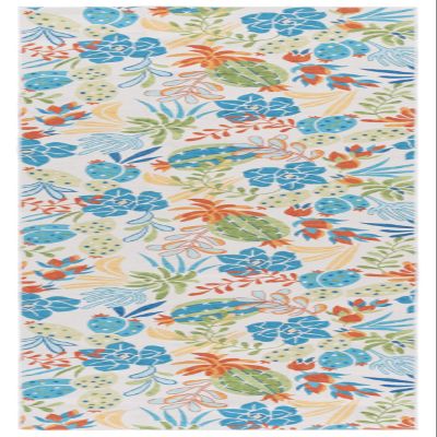 SAFAVIEH Washable Rug Malibu Collection - 2'6" x 8 Runner, Beige & Blue, Slip Resistant & Easy Cleaning, Ideal for Living Room, Hallway, Foyer, Nursery, Bedroom, Kids Room (MBU844B)