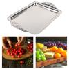 JISADER Decorative Fruit Tray Dessert Plate Easy to Clean Handcrafted Wearproof Rectangle Plate Serving Platter for Buffet Household, Silver, Medium view 2