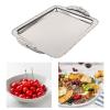 JISADER Decorative Fruit Tray Dessert Plate Easy to Clean Handcrafted Wearproof Rectangle Plate Serving Platter for Buffet Household, Silver, Medium view 4