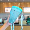 Rongrongs store Plastic Straw Water Cup Strap Juice Cup Water Cup(Blue) view 1