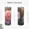 WZYWHJ Stainless Steel Mug 20oz - Quality Eco-Friendly Cup with Sealable Lid and Insulation Effect Straw Two-piece Set Blooming Roses Picture view 3